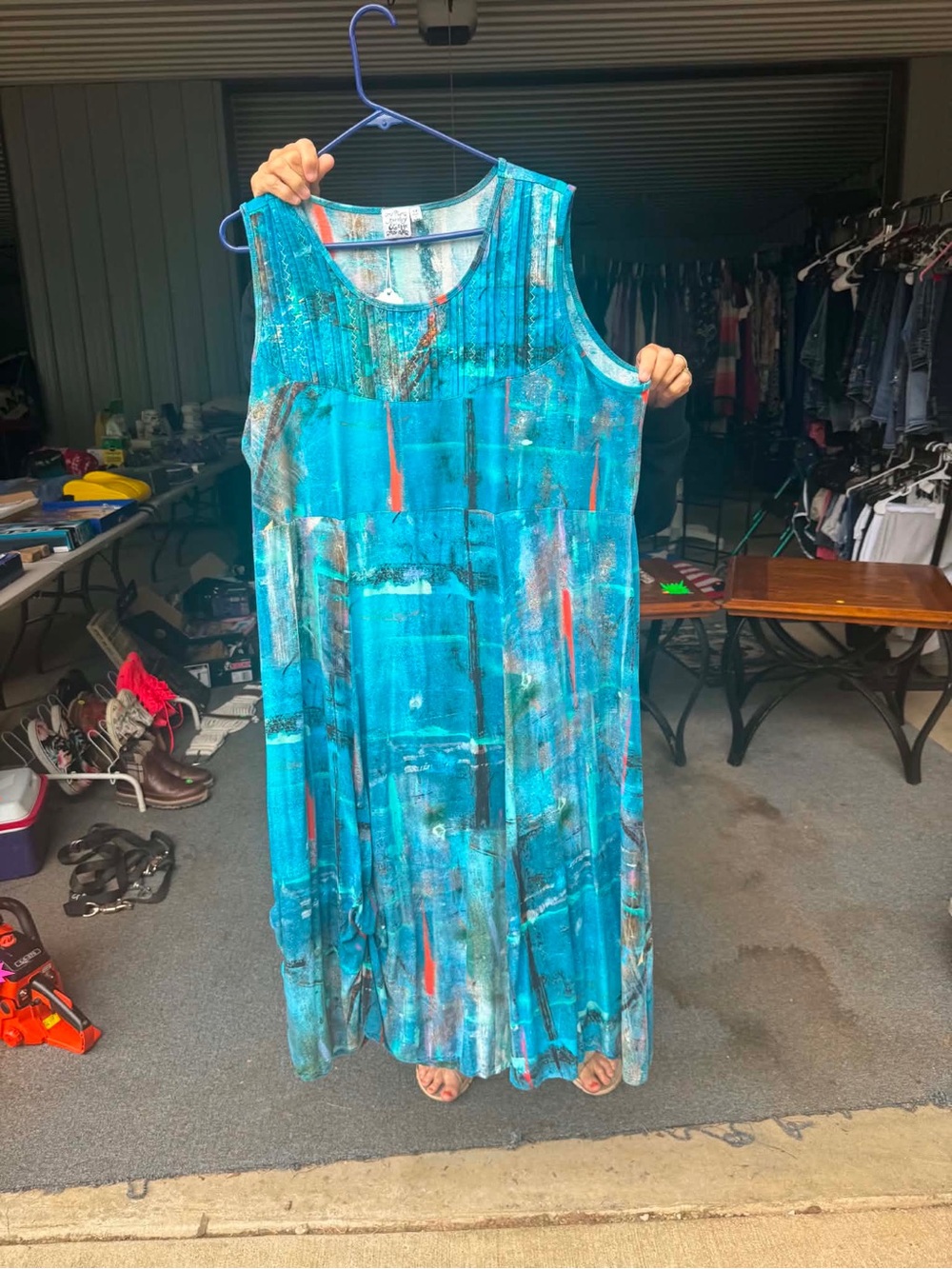 Parsley & Sage Teal and Coral Abstract Maxi Dress